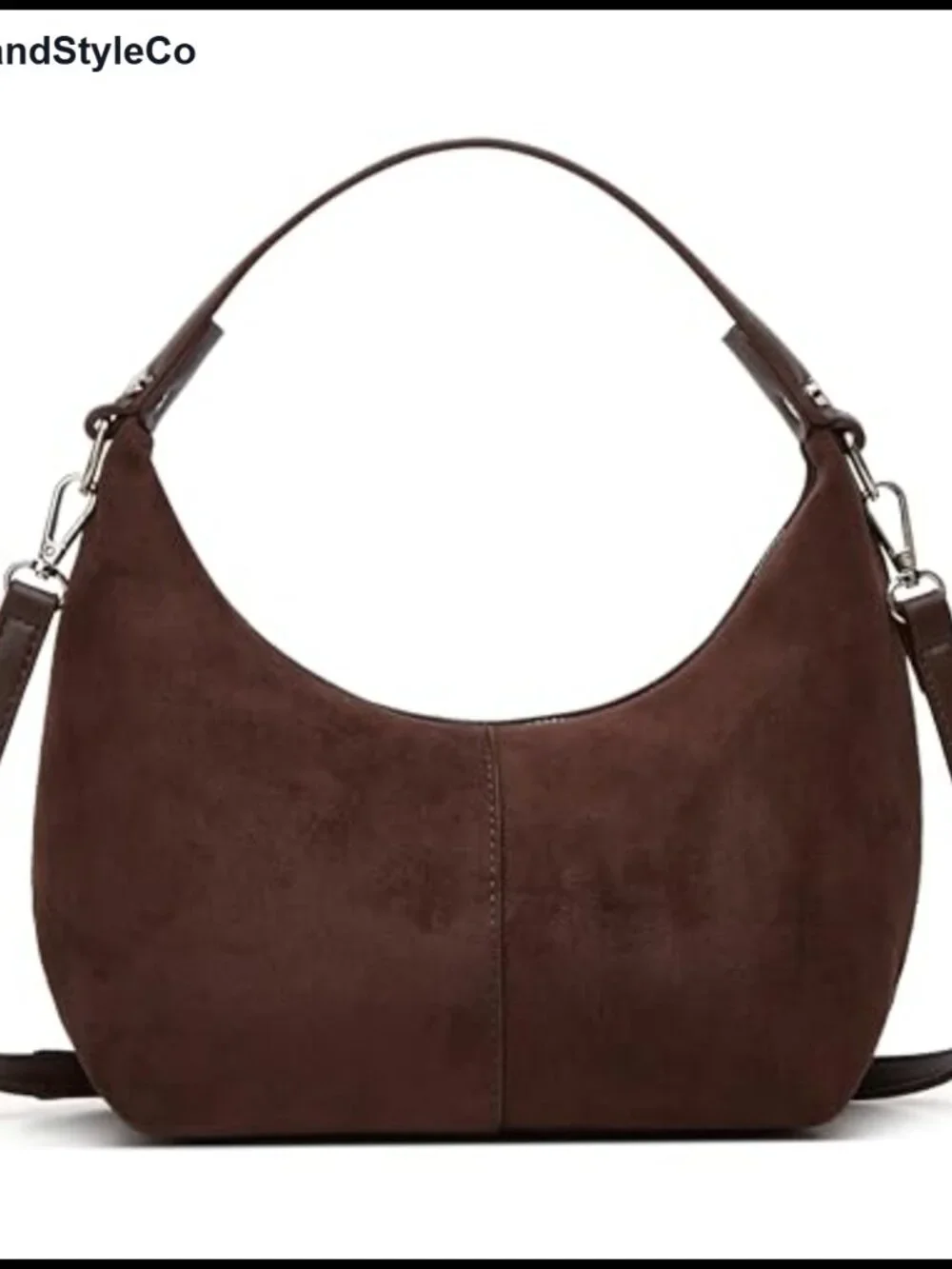 Faux Suede Crescent Tote Bag Women Hobo Shoulder Handbag Crossbody
